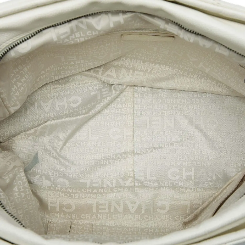 Chanel Chocolate Bar Caviar LAX Bowler Bag White Leather Very good - Model View