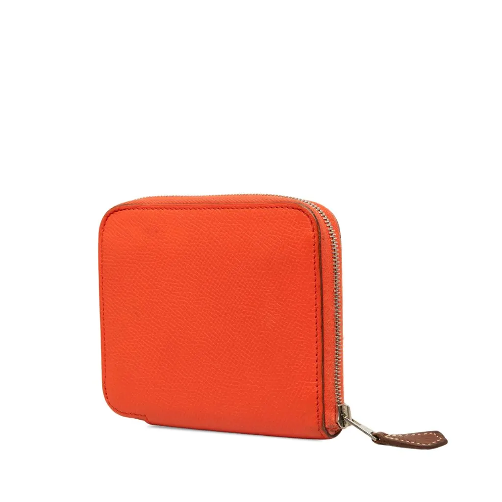 Hermès Epsom Silk In Compact Wallet Orange Leather Very good - Back View