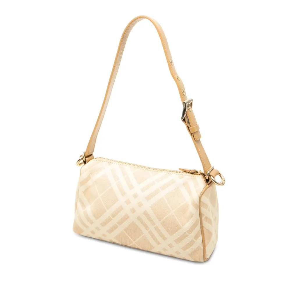 Burberry Nova Check Canvas Shoulder Bag Beige Canvas Good - Back View
