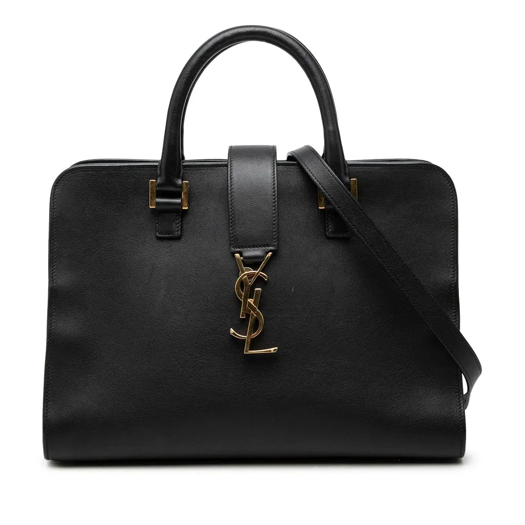 Saint Laurent Small Leather Monogram Cabas Satchel