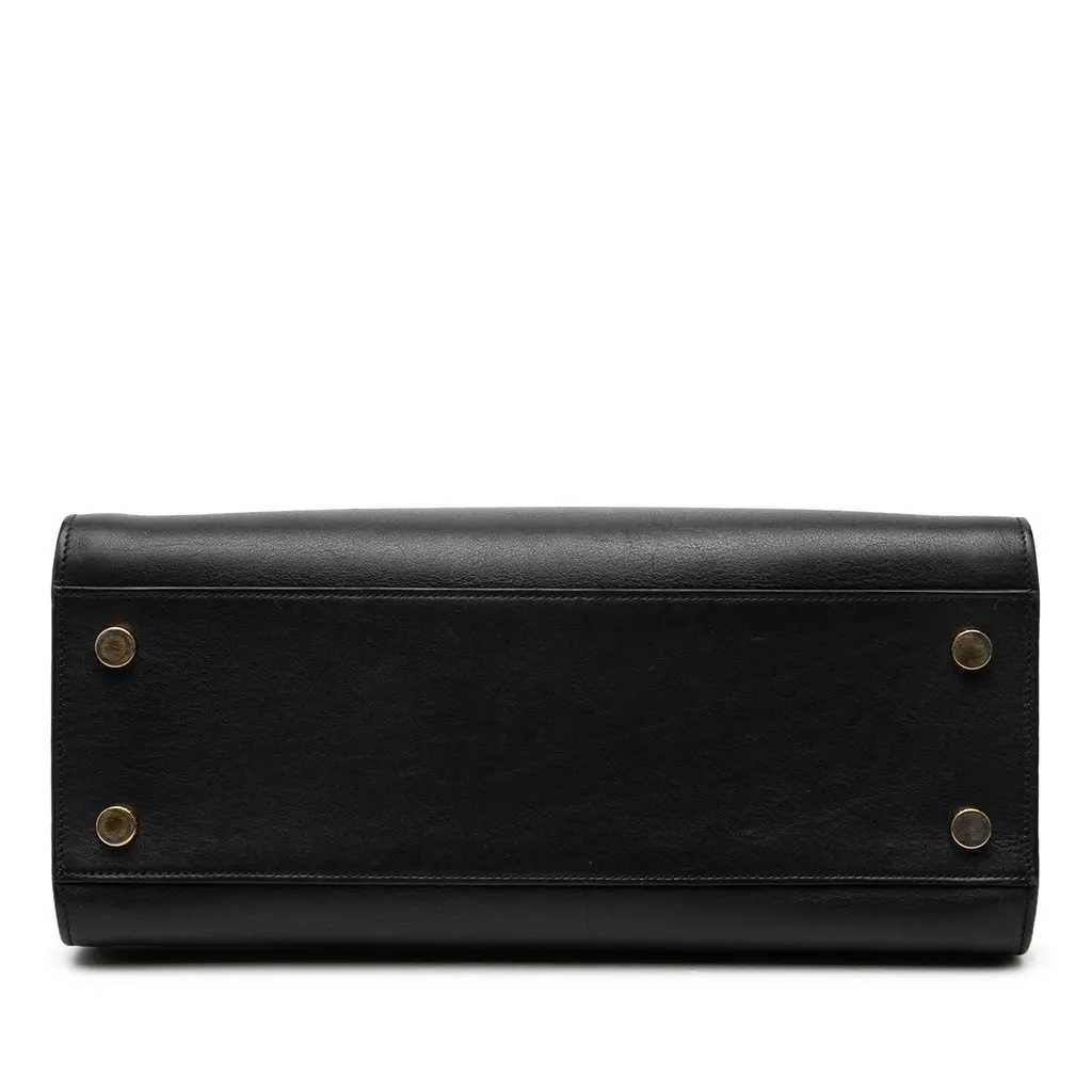 Saint Laurent Small Leather Monogram Cabas Satchel Black Leather Good - Inside View