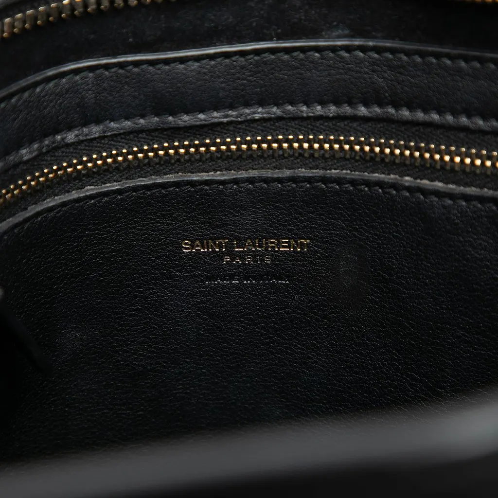 Saint Laurent Small Leather Monogram Cabas Satchel Black Leather Good - Box View