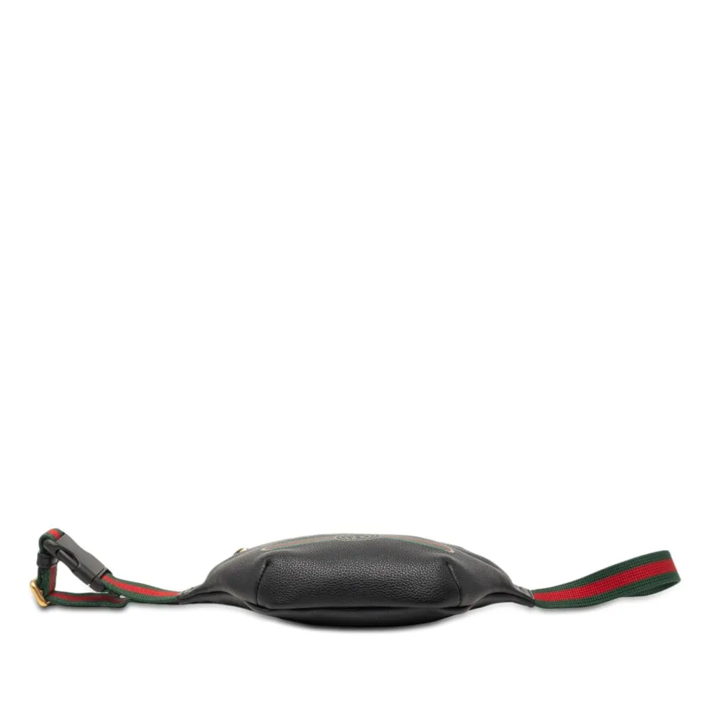 Gucci Small Grained Calfskin Web Logo Belt Bag Black Leather Very good - Inside View