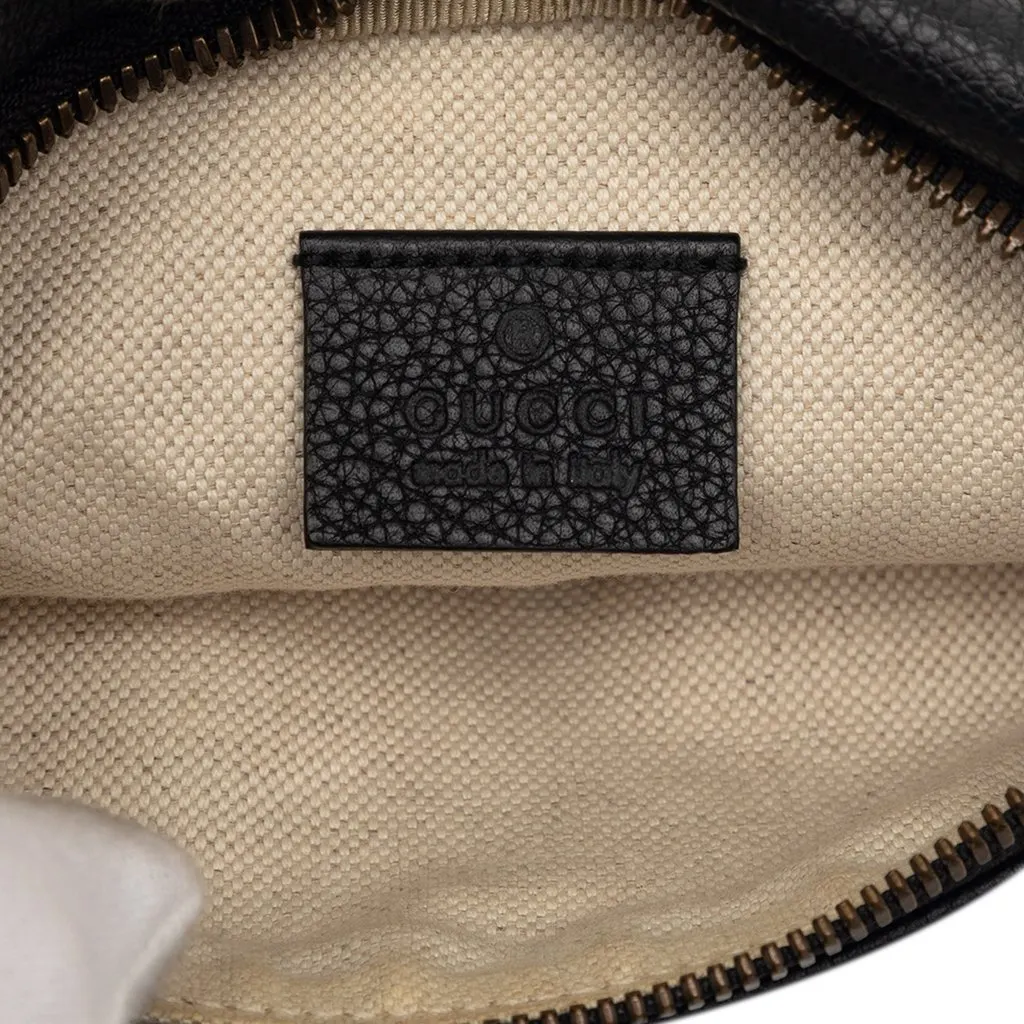 Gucci Small Grained Calfskin Web Logo Belt Bag Black Leather Very good - Box View