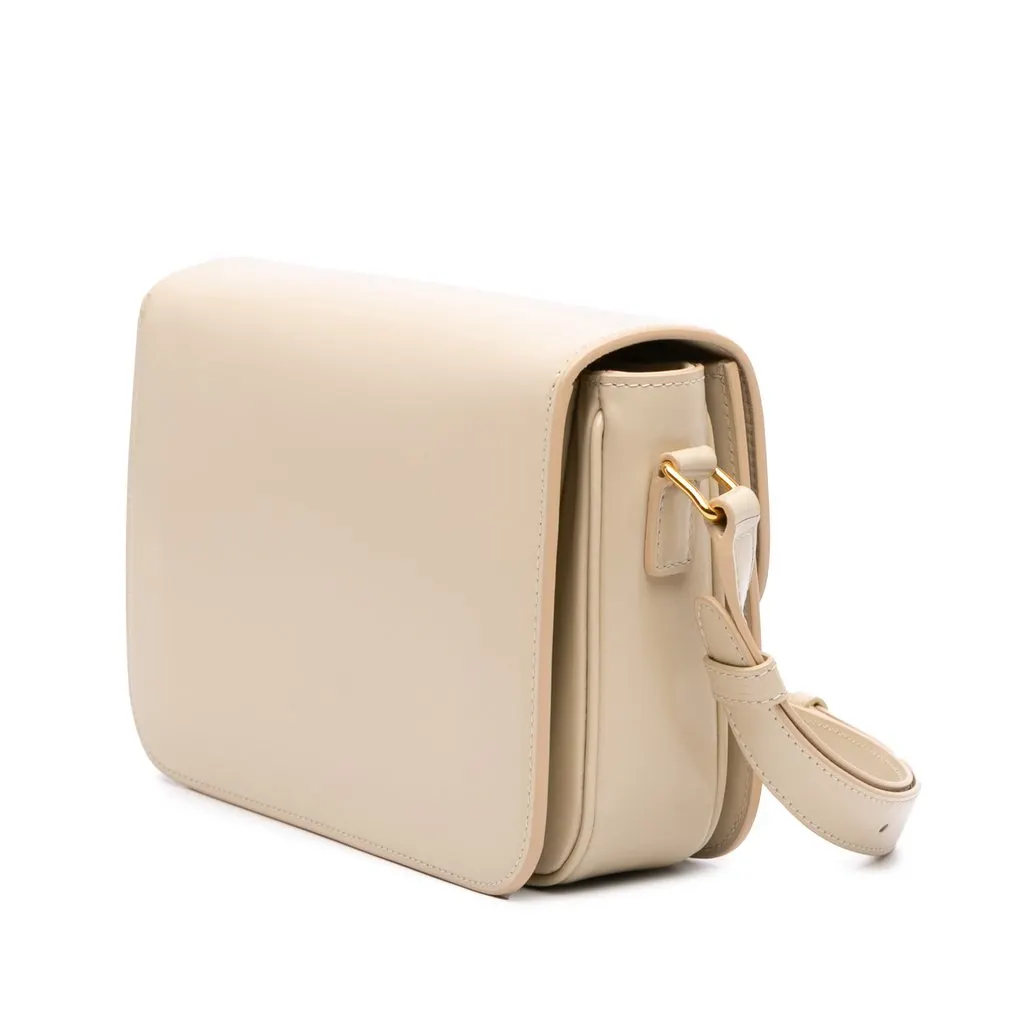 Celine Classique Shiny Calfskin Triomphe Crossbody Beige Leather Very good - Back View