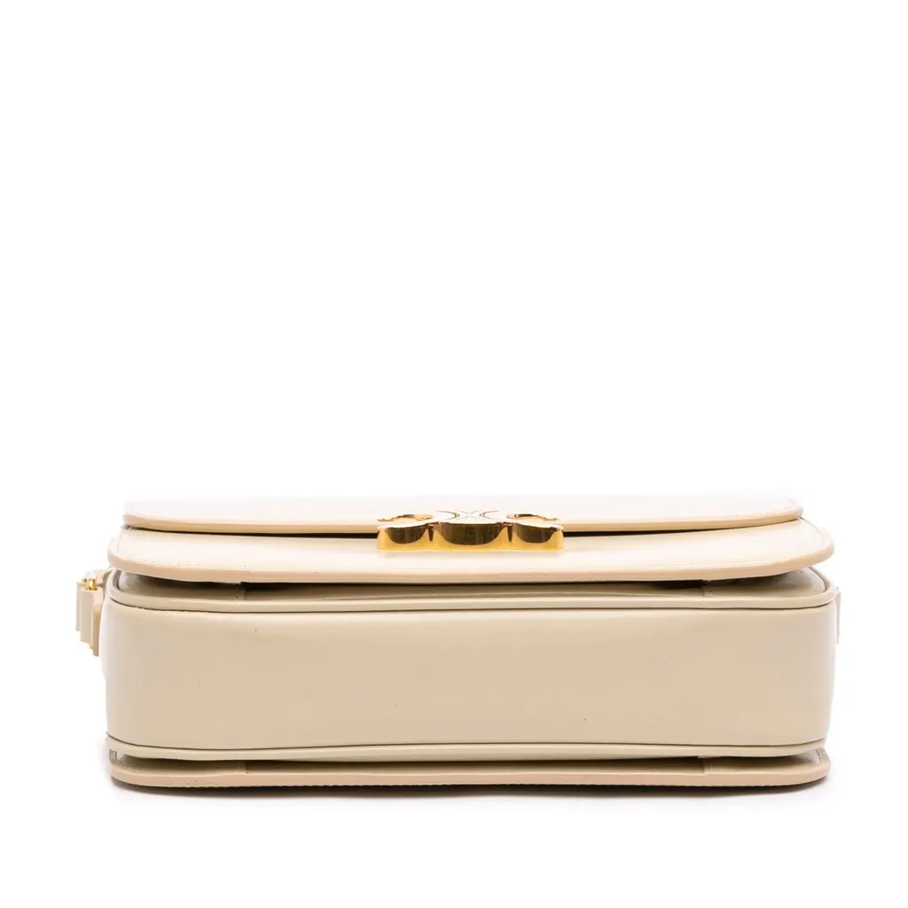 Celine Classique Shiny Calfskin Triomphe Crossbody Beige Leather Very good - Inside View