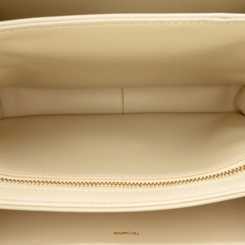 Celine Classique Shiny Calfskin Triomphe Crossbody Beige Leather Very good - Model View
