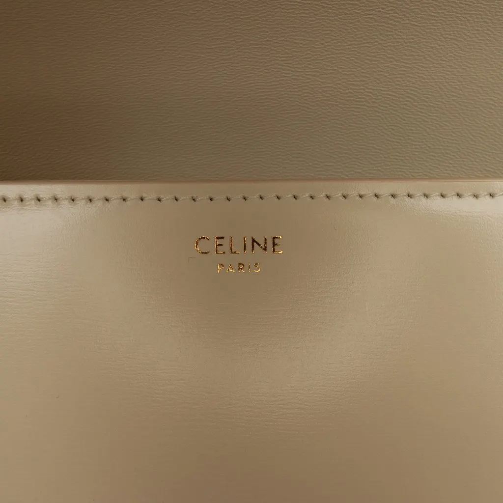 Celine Classique Shiny Calfskin Triomphe Crossbody Beige Leather Very good - Box View