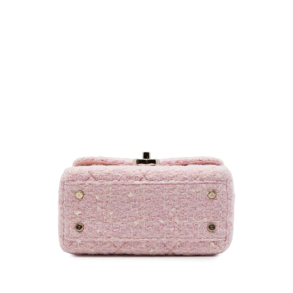 Chanel CC Quilted Tweed Top Handle Vanity Case Pink Tweed Very good - Inside View