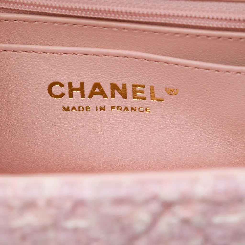 Chanel CC Quilted Tweed Top Handle Vanity Case Pink Tweed Very good - Box View