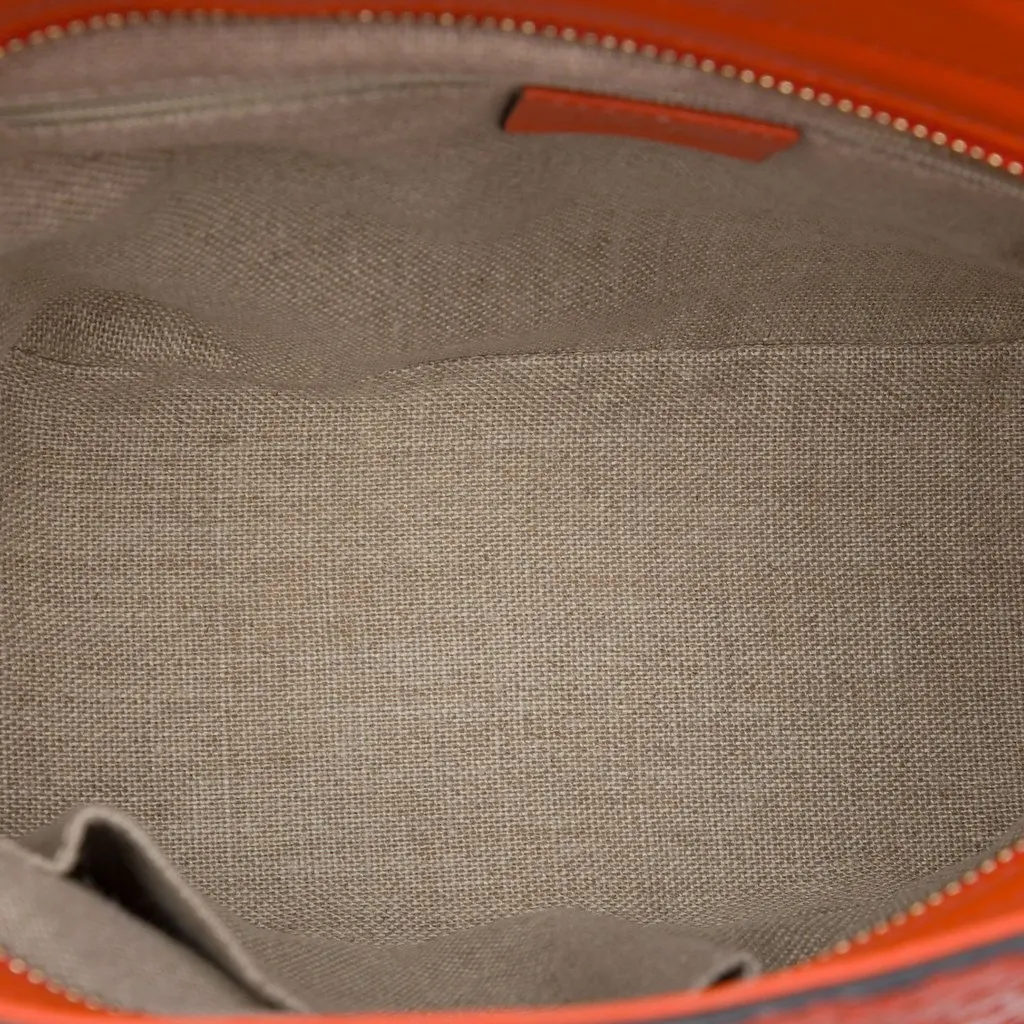 Gucci Small Microguccissima Bree Satchel Orange Leather Very good - Model View