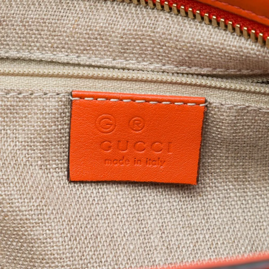 Gucci Small Microguccissima Bree Satchel Orange Leather Very good - Box View