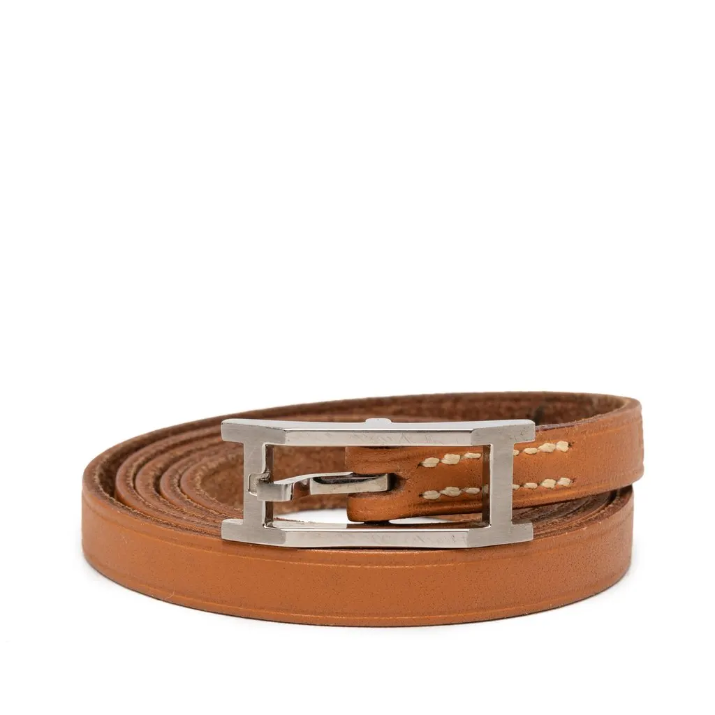 Hermès Leather Behapi Double Tour Bracelet Brown Leather Very good - Front View