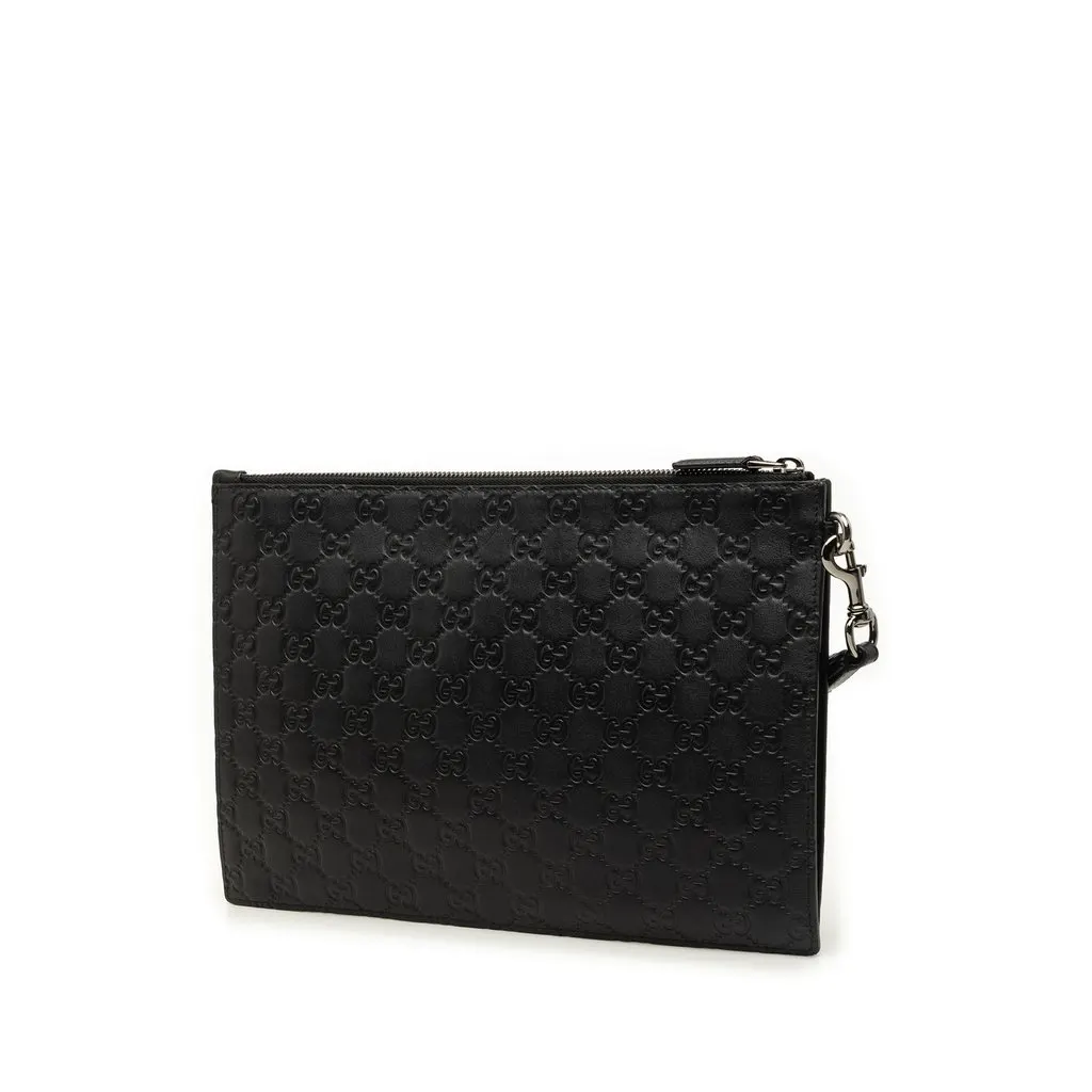 Gucci Guccissima Clutch Black Leather Very good - Back View
