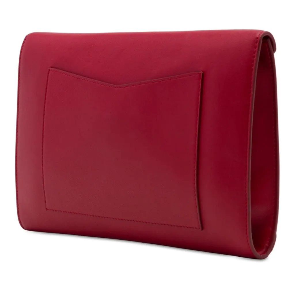 Chanel CC Lambskin Airlines Envelope Clutch Red Leather Very good - Back View