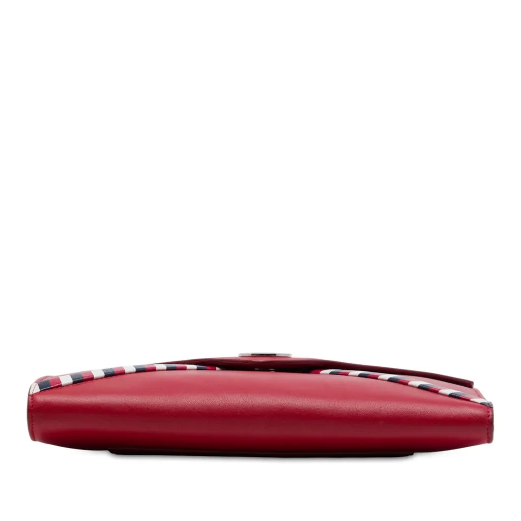 Chanel CC Lambskin Airlines Envelope Clutch Red Leather Very good - Inside View