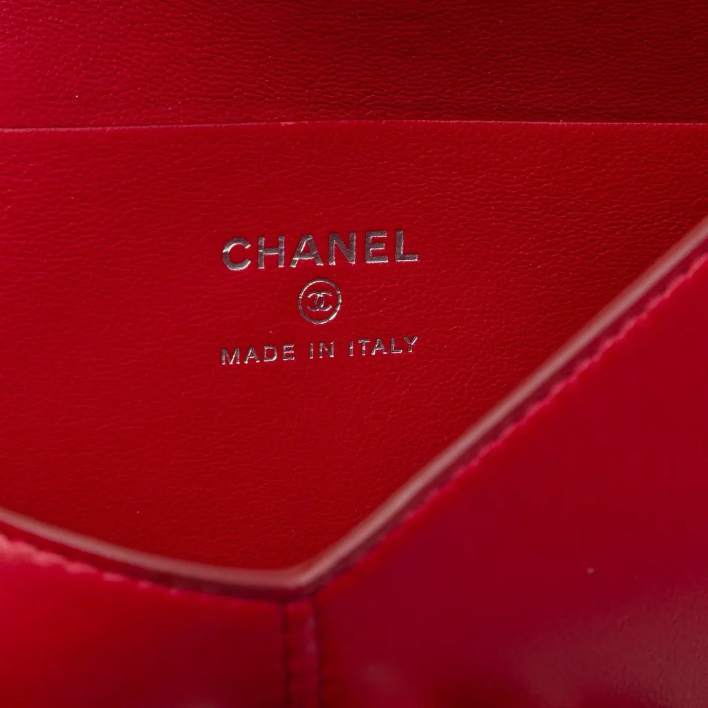 Chanel CC Lambskin Airlines Envelope Clutch Red Leather Very good - Box View