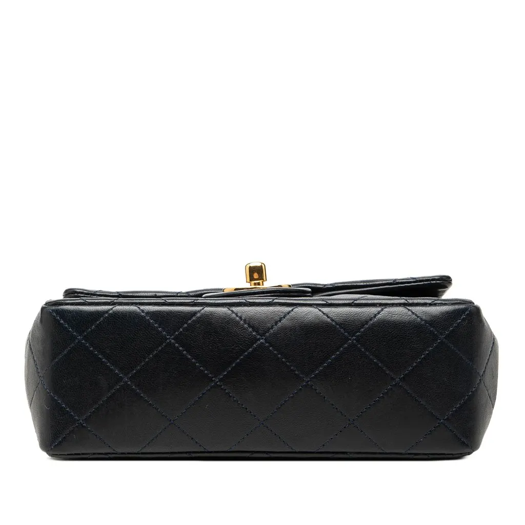 Chanel Mini Square Classic Lambskin Single Flap Black Leather Good - Inside View