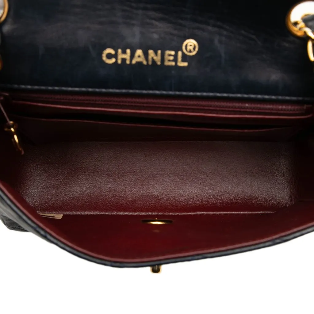 Chanel Mini Square Classic Lambskin Single Flap Black Leather Good - Model View