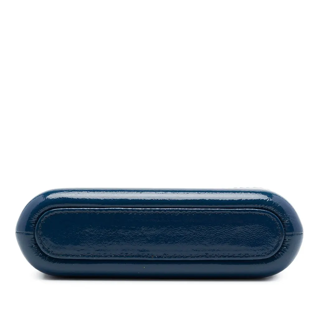 Chanel Quilted Patent Aged Calfskin Gabrielle Double Zip Clutch with Chain Blue Leather Very good - Inside View