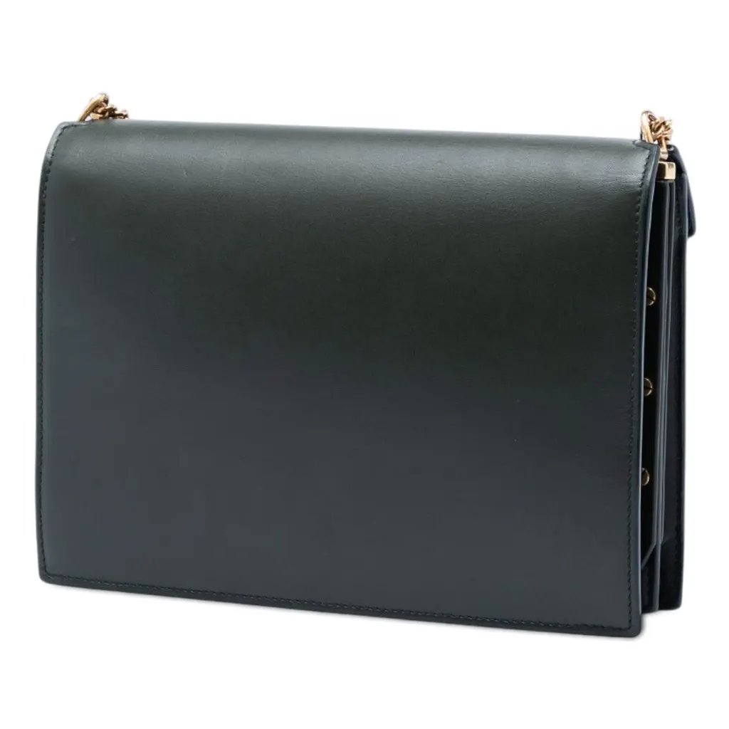 Saint Laurent Suede and Calfskin Monogram Cassandra Clasp Bag Green Leather Very good - Back View