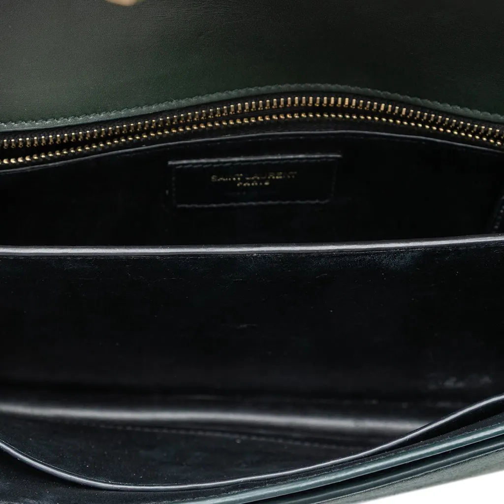 Saint Laurent Suede and Calfskin Monogram Cassandra Clasp Bag Green Leather Very good - Model View