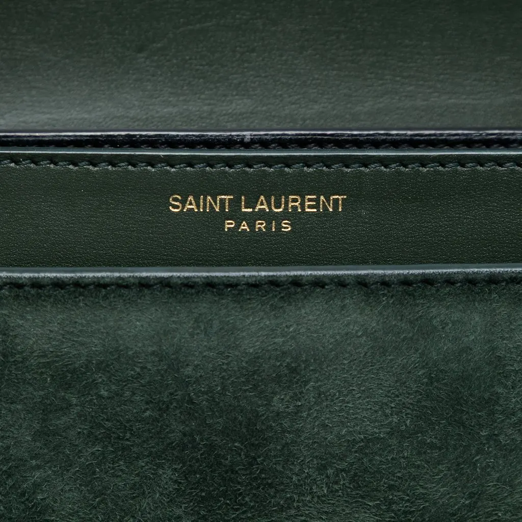 Saint Laurent Suede and Calfskin Monogram Cassandra Clasp Bag Green Leather Very good - Box View