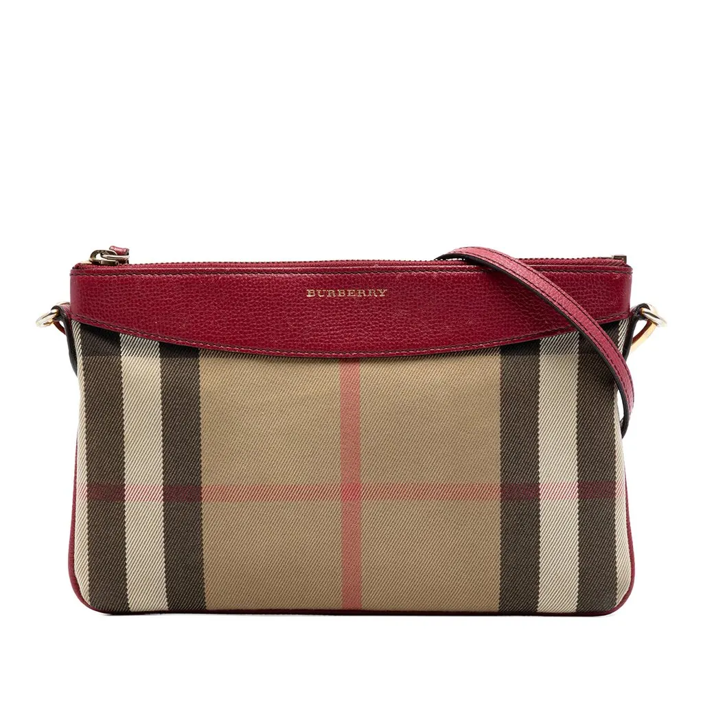 Burberry House Check Canvas Derby Peyton Crossbody Brown Very good - Front View