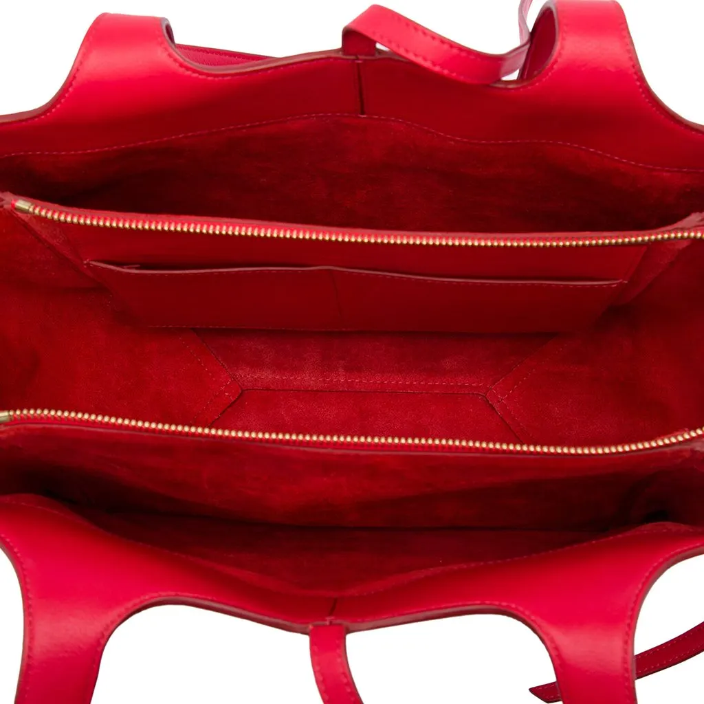 Celine Small Leather Trifold Tote Red Leather Very good - Model View