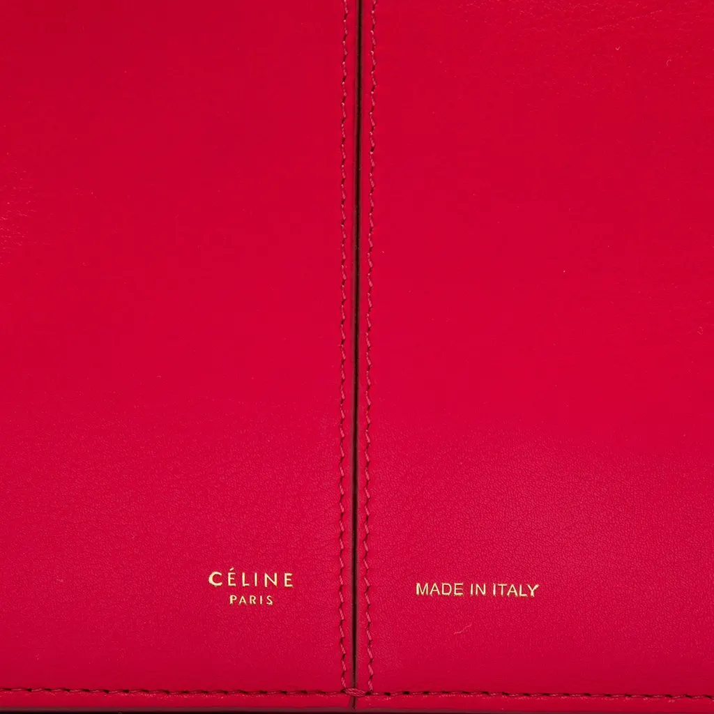 Celine Small Leather Trifold Tote Red Leather Very good - Box View