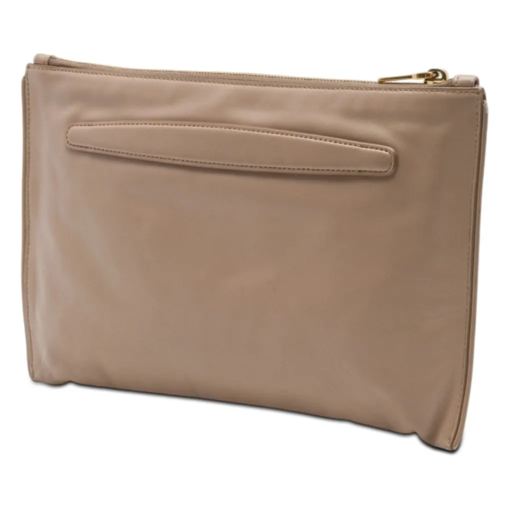 Miu Miu Studded Leather Zip Clutch Beige Leather Very good - Back View