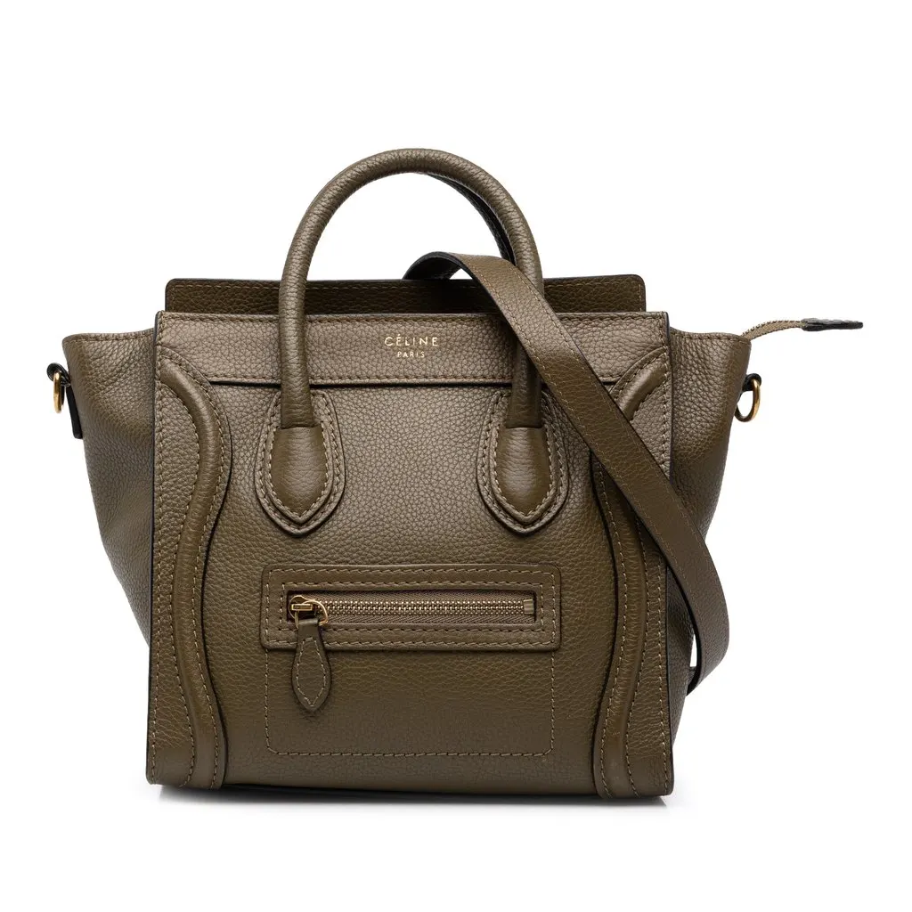 Celine Nano Leather Luggage Tote Brown Leather Very good - Front View