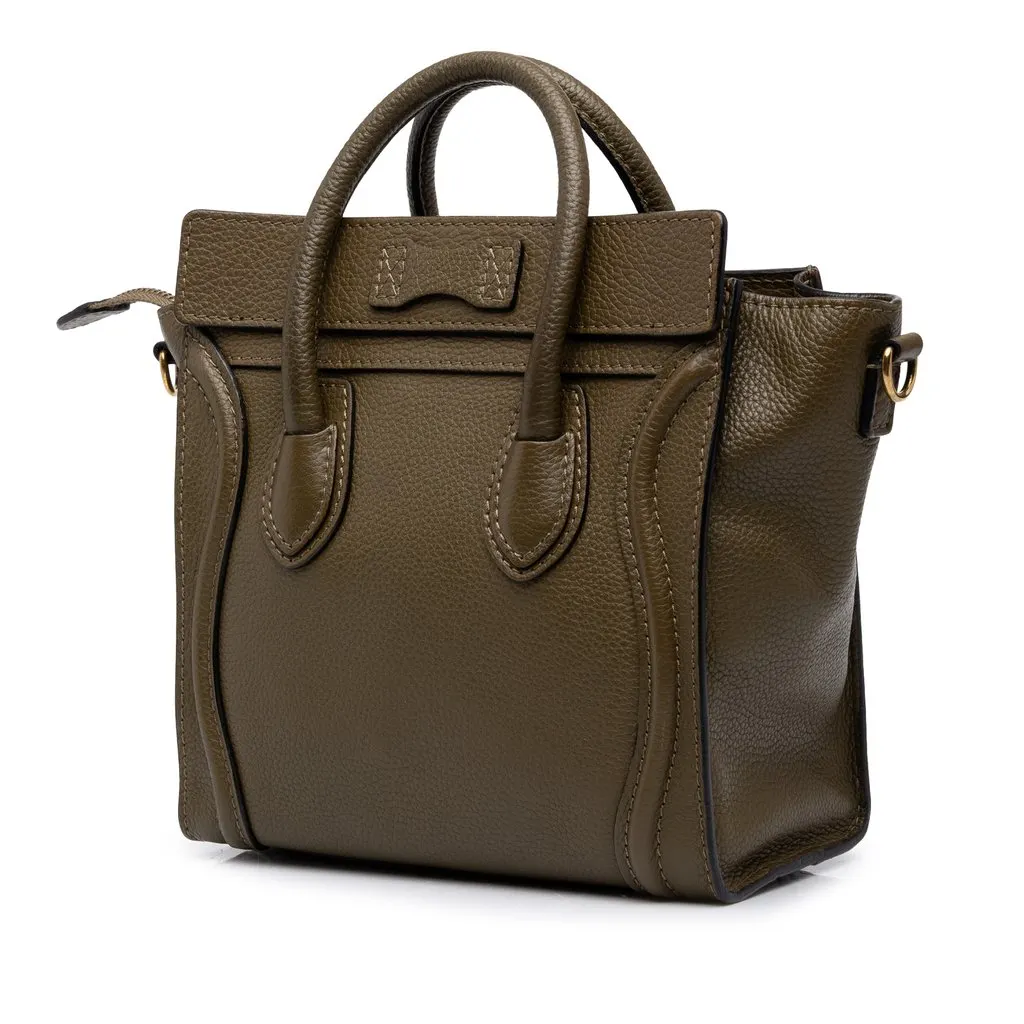 Celine Nano Leather Luggage Tote Brown Leather Very good - Back View