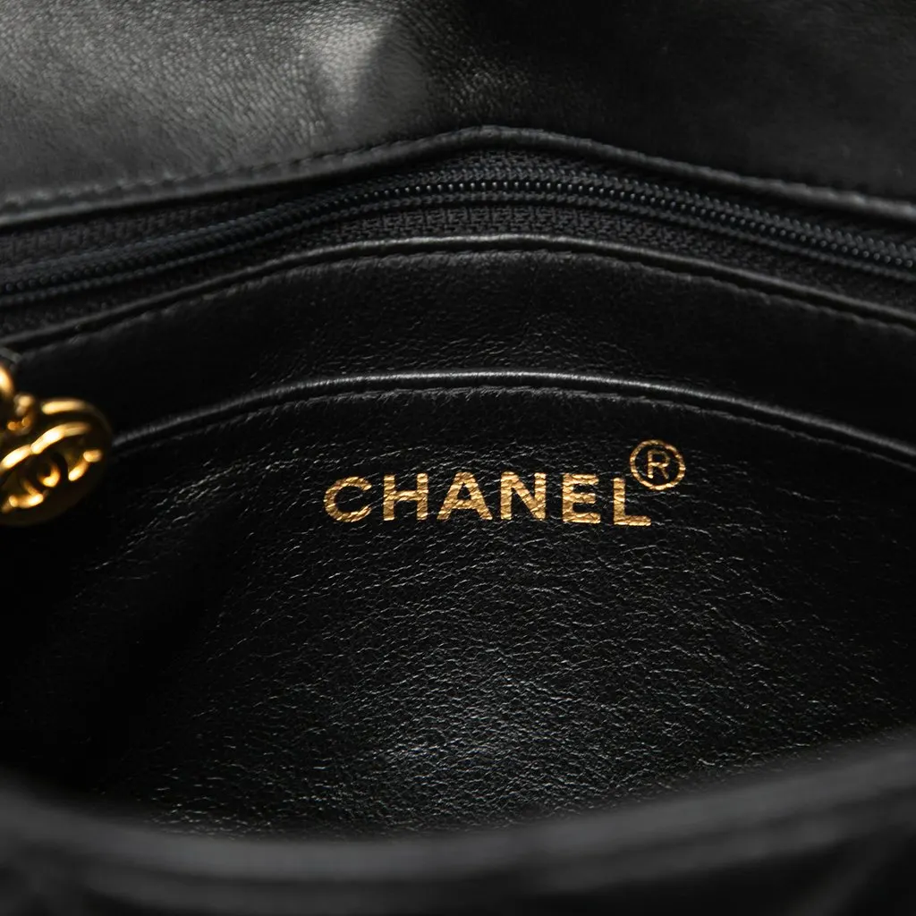 Chanel Mini Quilted Lambskin Kelly Top Handle Bag Black Leather Very good - Box View