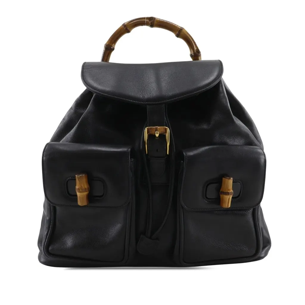 Gucci Calfskin Bamboo Drawstring Backpack