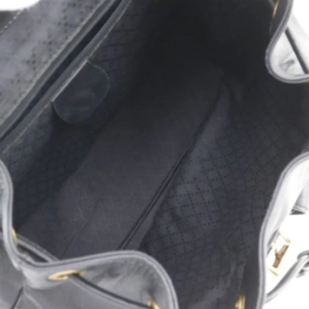 Gucci Calfskin Bamboo Drawstring Backpack Black Leather Very good - Model View