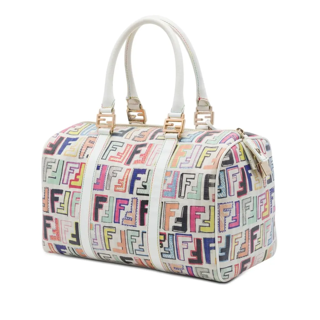 Fendi Multicolor Zucca Spalmati Forever Boston Bag White Very good - Back View
