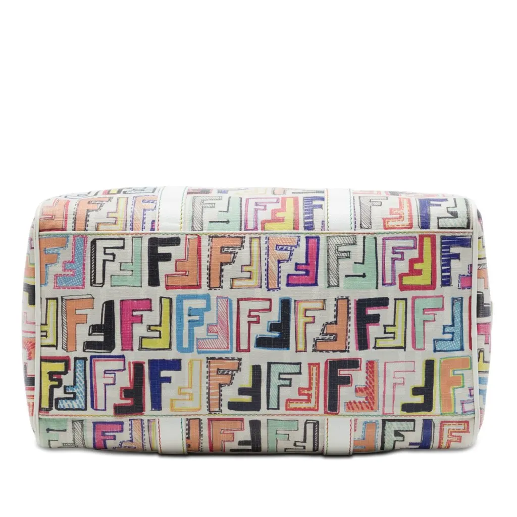 Fendi Multicolor Zucca Spalmati Forever Boston Bag White Very good - Inside View