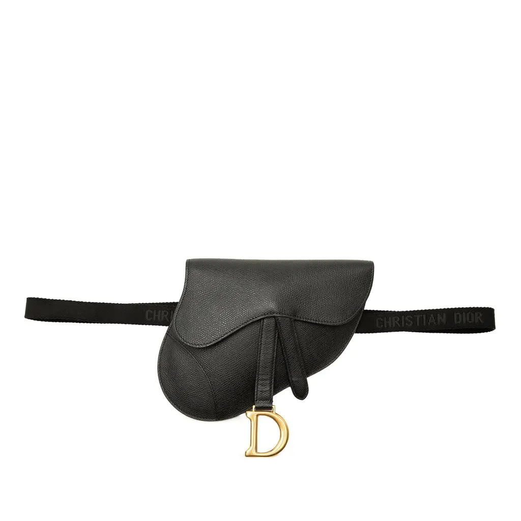 Dior Leather Saddle Belt Bag Black Leather Very good - Front View