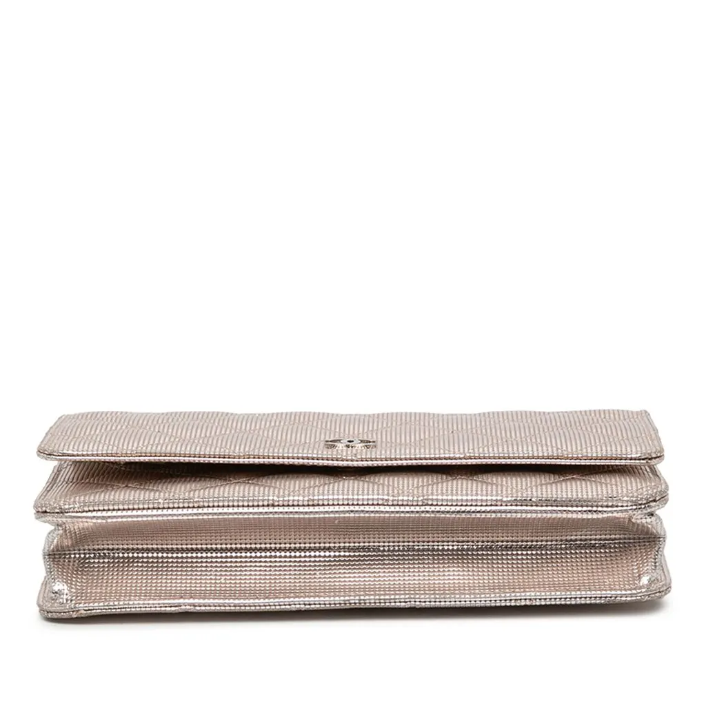 Chanel CC Quilted Metallic Calfskin Pixel Effect Wallet On Chain Pink Leather Very good - Inside View