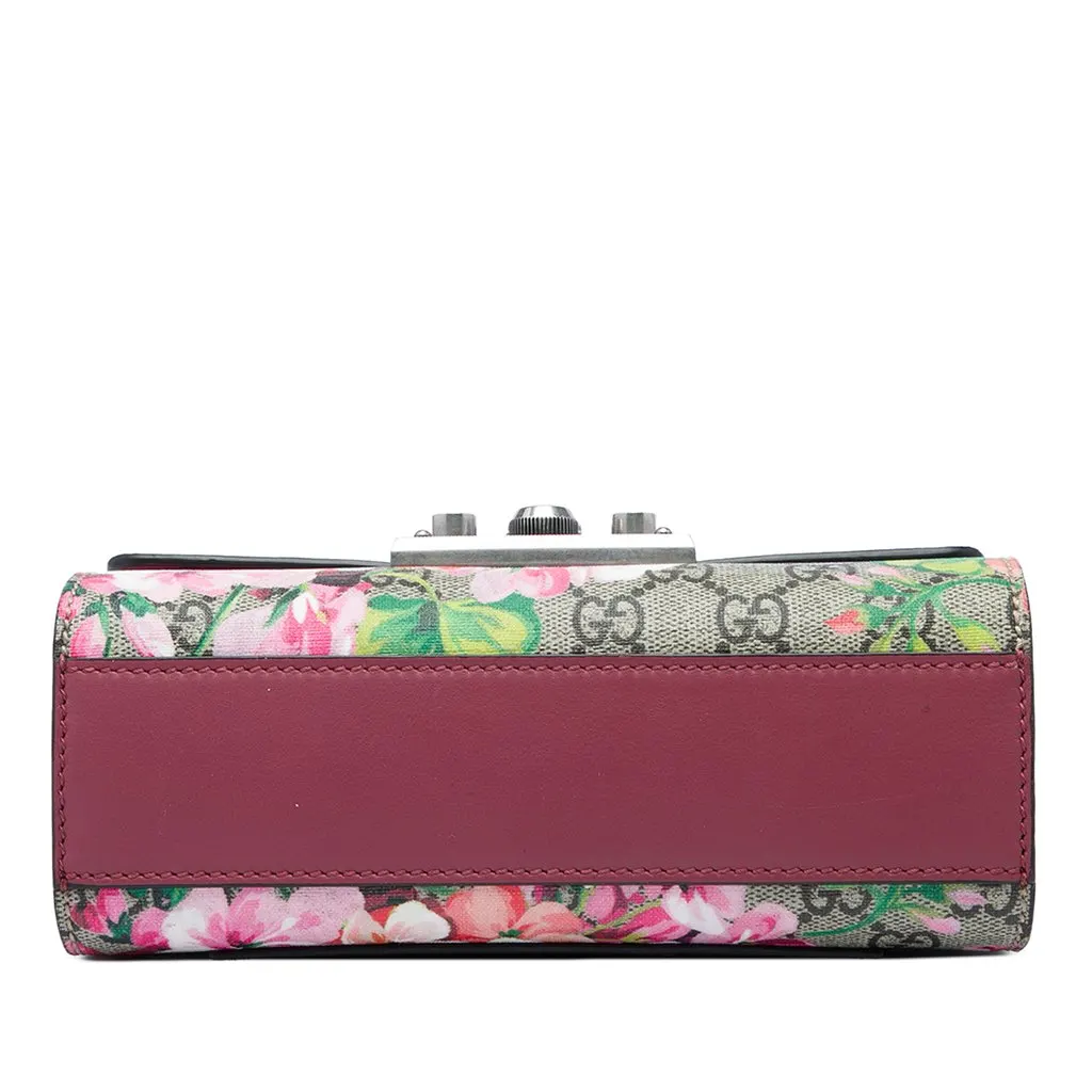 Gucci Small GG Supreme Blooms Padlock Crossbody Beige Canvas Very good - Inside View
