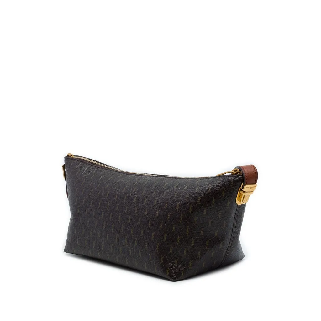 Saint Laurent Le Monogramme Coated Canvas Shoulder Bag Brown Canvas Very good - Back View