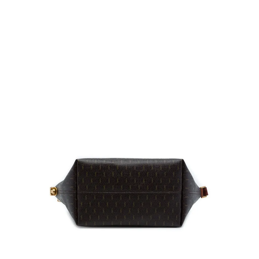 Saint Laurent Le Monogramme Coated Canvas Shoulder Bag Brown Canvas Very good - Inside View