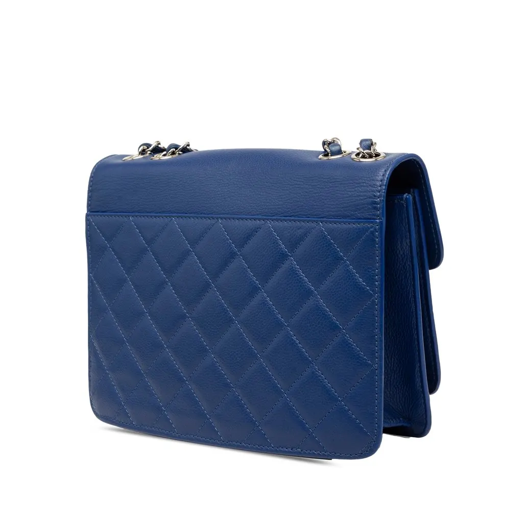 Chanel Small CC Caviar Box Urban Companion Flap Blue Leather Very good - Back View
