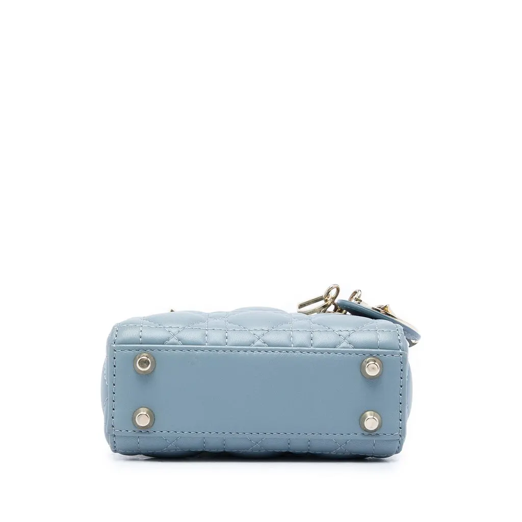 Dior Micro Lambskin Cannage Lady Dior Blue Leather Very good - Inside View