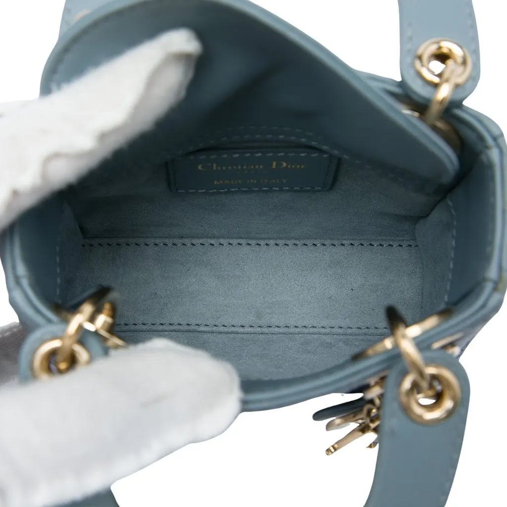 Dior Micro Lambskin Cannage Lady Dior Blue Leather Very good - Model View