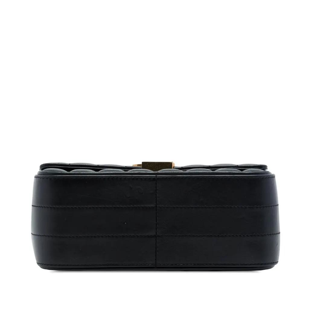 Saint Laurent Medium Lambskin Monogram Vicky Chain Bag Black Leather Good - Inside View