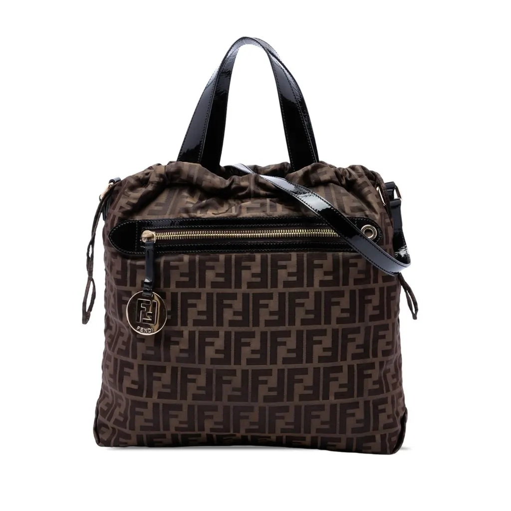 Fendi Zucca Canvas Satchel Brown Canvas Good - Front View