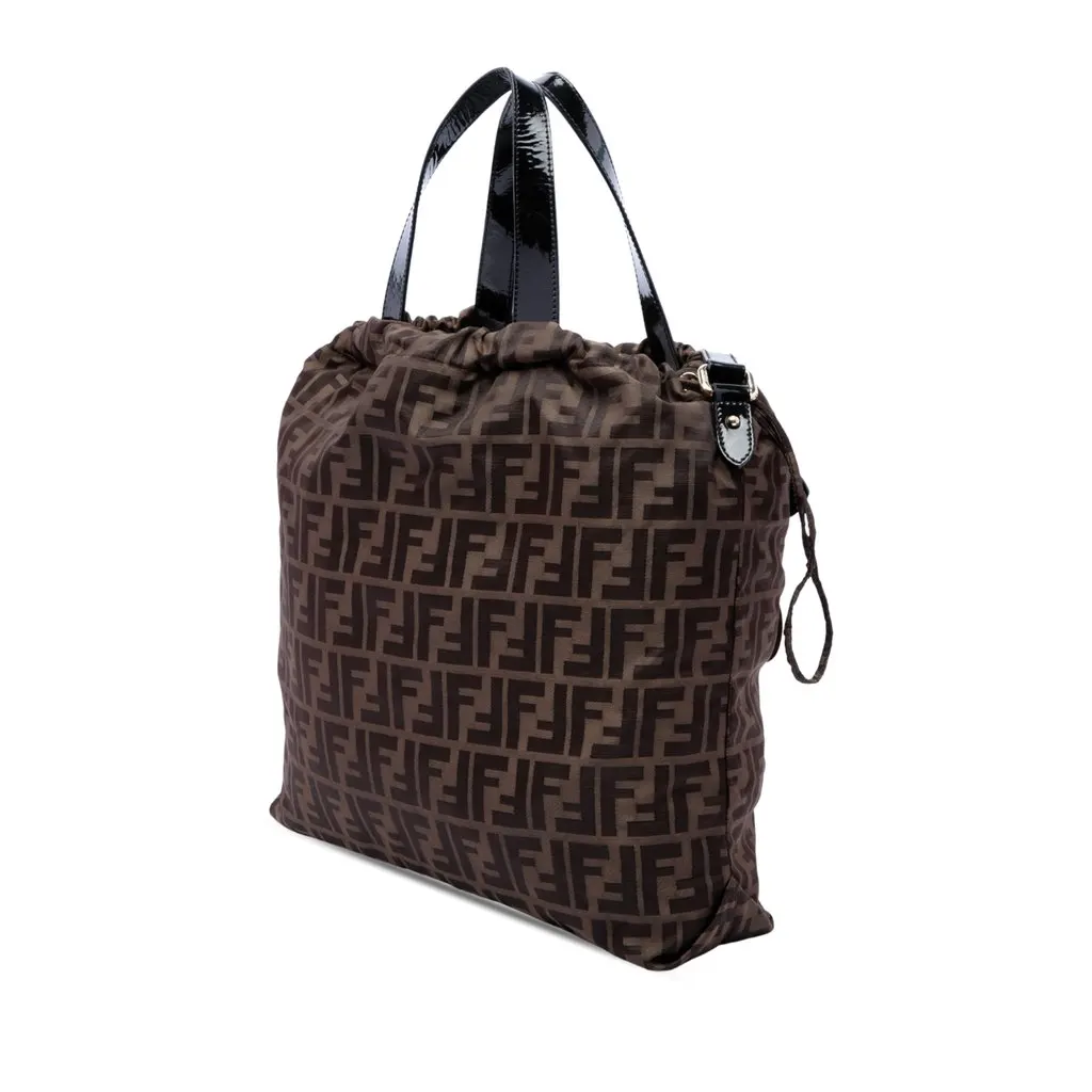 Fendi Zucca Canvas Satchel Brown Canvas Good - Back View