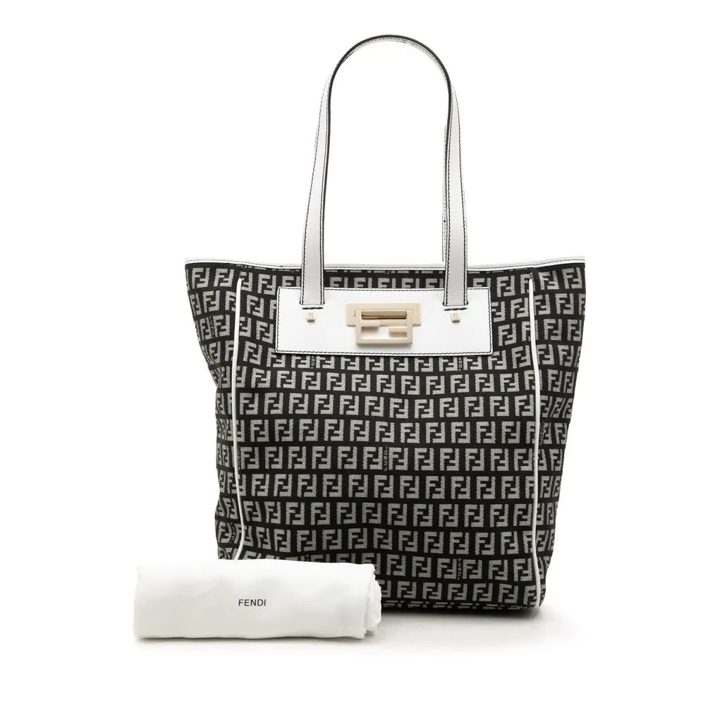 Fendi Zucchino Canvas Tote Black Medium | Libas Collective